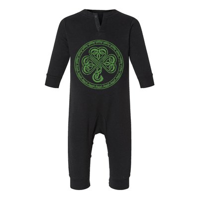 celtic Knot Irish Shamrock 3-Leaf Clover St Pats Day Infant Fleece One Piece