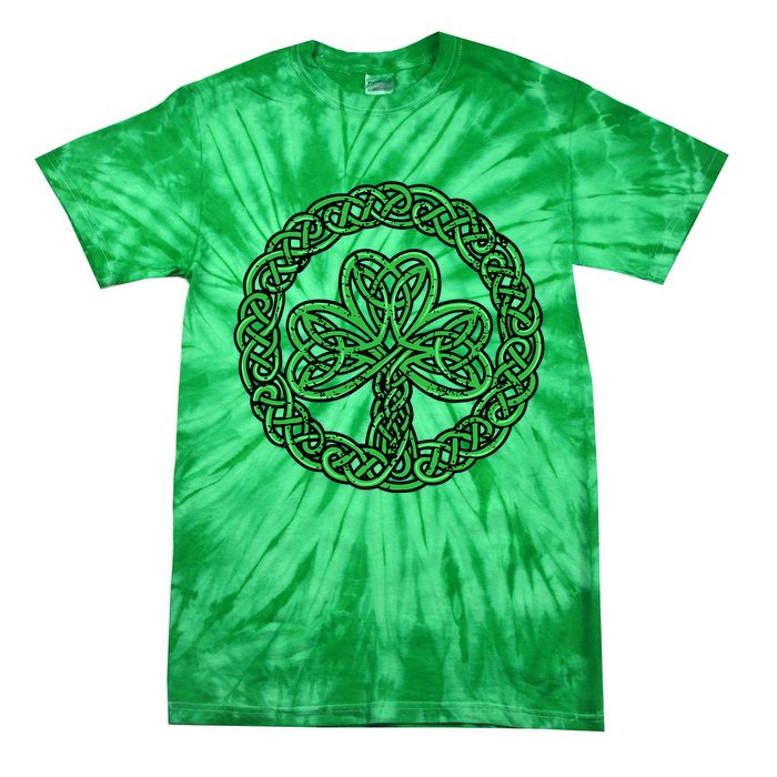 Celtic Knot Irish Shamrock 3Leaf Clover St Pats Day Tie-Dye T-Shirt