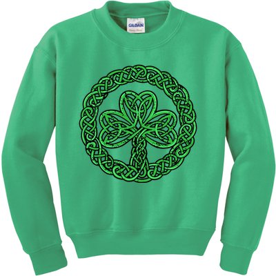 Celtic Knot Irish Shamrock 3Leaf Clover St Pats Day Kids Sweatshirt