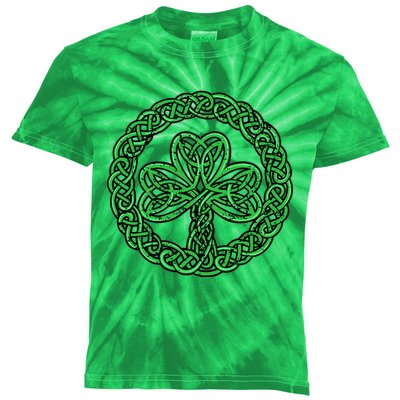 Celtic Knot Irish Shamrock 3Leaf Clover St Pats Day Kids Tie-Dye T-Shirt