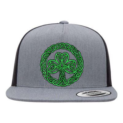 Celtic Knot Irish Shamrock 3-Leaf Clover St Pats Day Flat Bill Trucker Hat