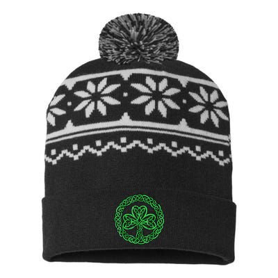 Celtic Knot Irish Shamrock 3-Leaf Clover St Pats Day USA-Made Snowflake Beanie