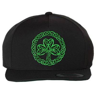 Celtic Knot Irish Shamrock 3-Leaf Clover St Pats Day Wool Snapback Cap