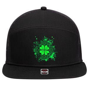 Celtic Knot Irish Shamrock Three Leaf Clover St Patricks Day 7 Panel Mesh Trucker Snapback Hat