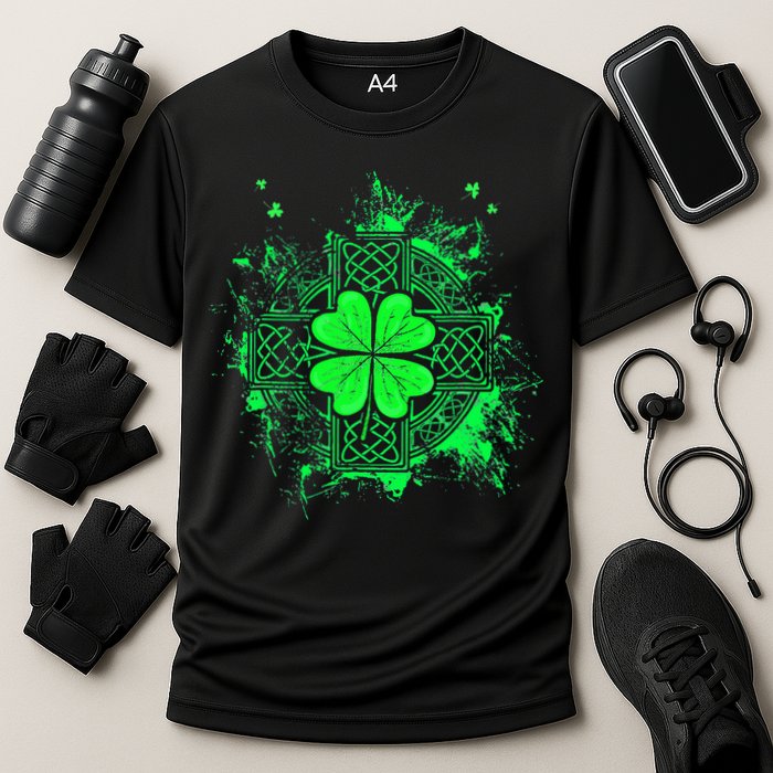 Celtic Knot Irish Shamrock Three Leaf Clover St Patricks Day Cooling Performance Crew T-Shirt
