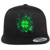 Celtic Knot Irish Shamrock Three Leaf Clover St Patricks Day Flat Bill Trucker Hat