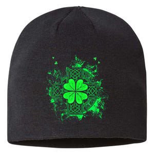 Celtic Knot Irish Shamrock Three Leaf Clover St Patricks Day Sustainable Beanie