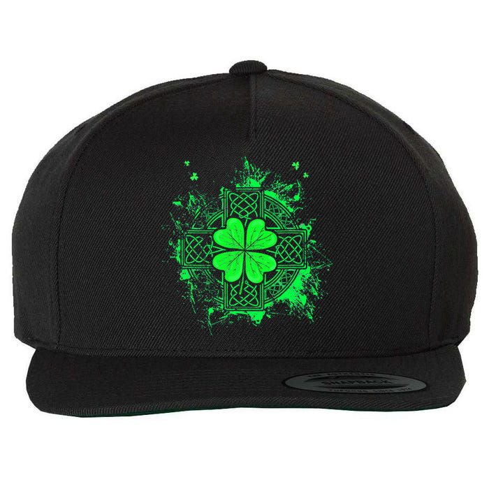 Celtic Knot Irish Shamrock Three Leaf Clover St Patricks Day Wool Snapback Cap