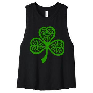 Celtic Knot Irish Shamrock Leaf Clover St Pats Day Women's Racerback Cropped Tank