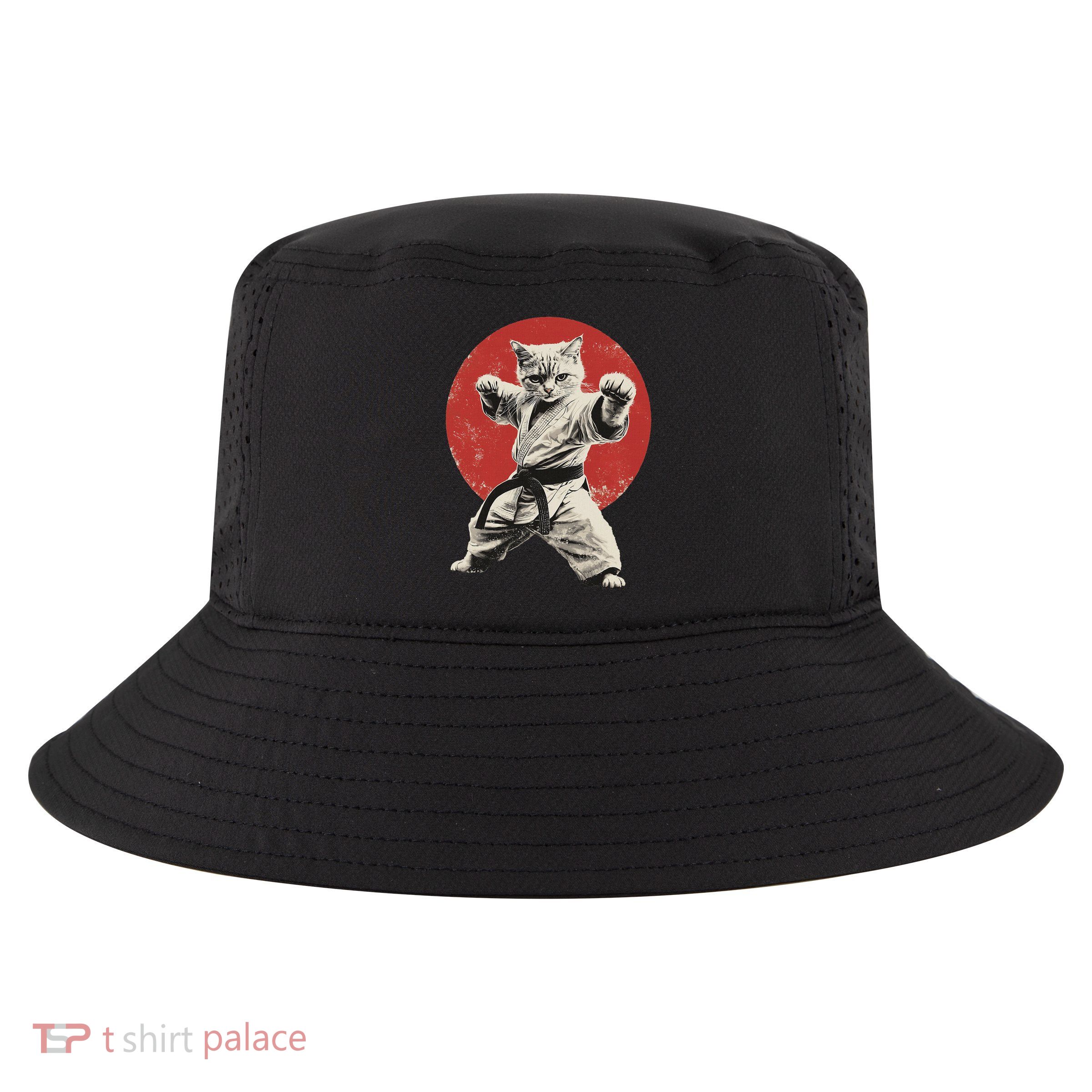 Cat Karate Judo Japan Japanese Flag Funny Cool Comfort Performance Bucket Hat