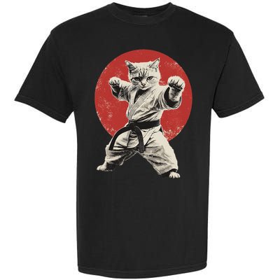 Cat Karate Judo Japan Japanese Flag Funny Garment-Dyed Heavyweight T-Shirt