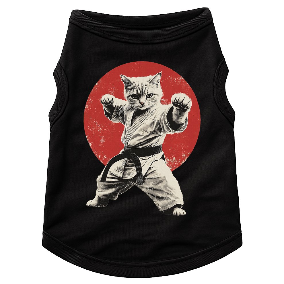 Cat Karate Judo Japan Japanese Flag Funny Doggie Tank