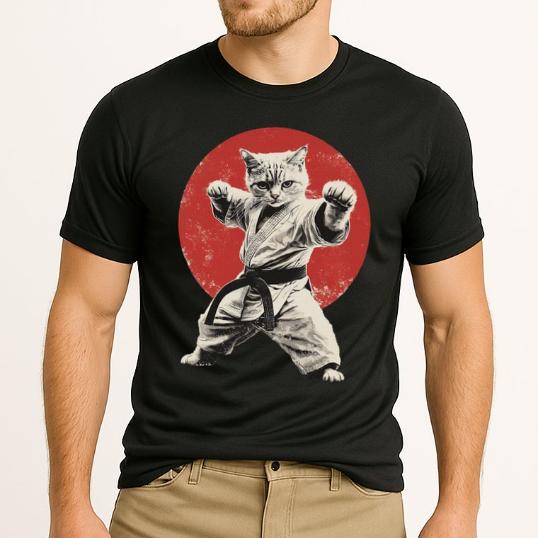 Cat Karate Judo Japan Japanese Flag Funny Cooling Performance Crew T-Shirt