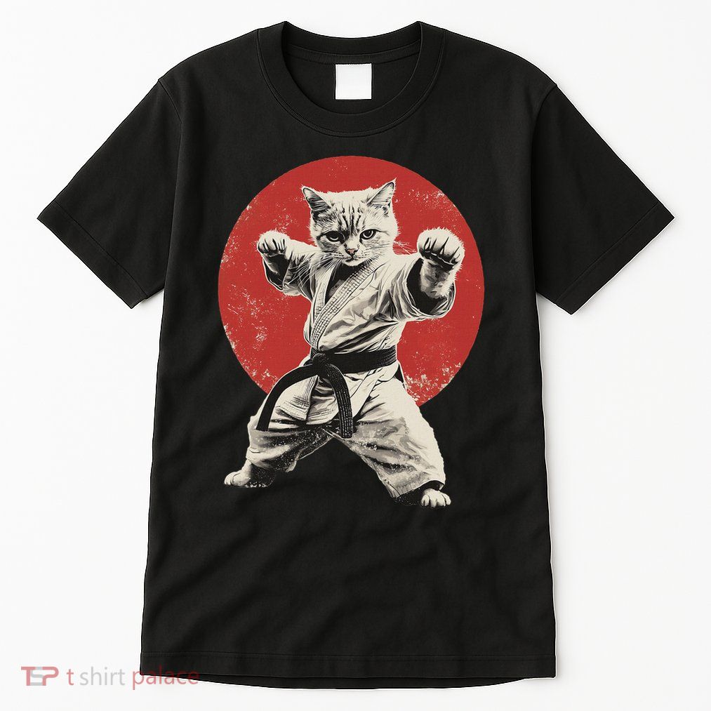Cat Karate Judo Japan Japanese Flag Funny Tall T-Shirt