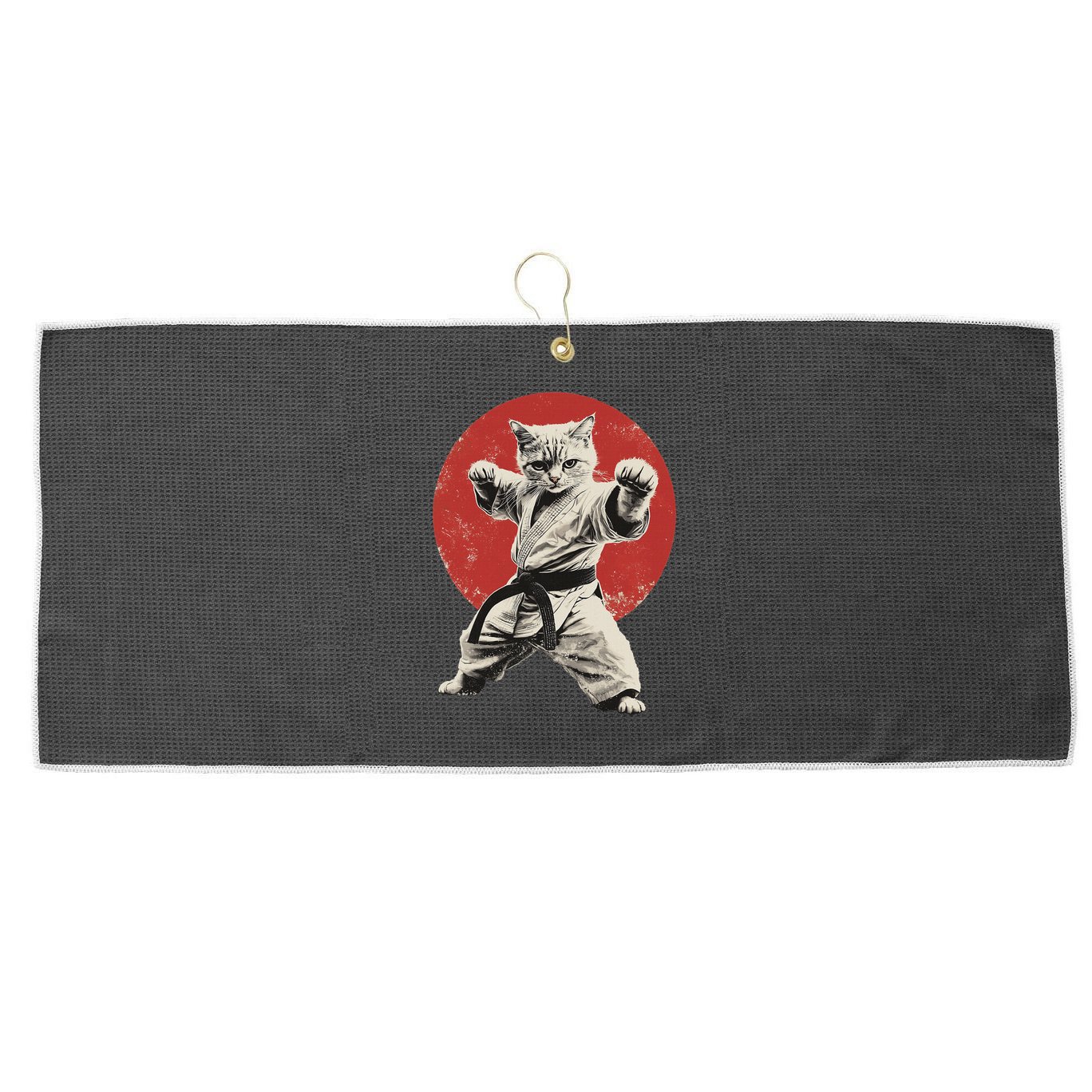 Cat Karate Judo Japan Japanese Flag Funny Large Microfiber Waffle Golf Towel