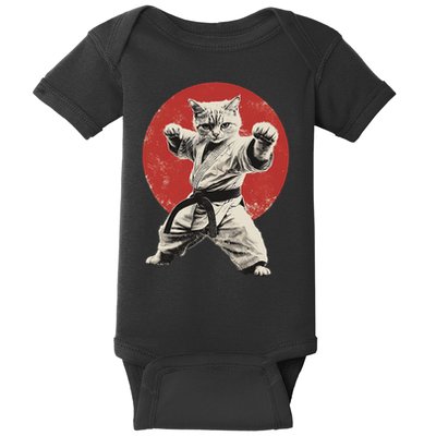 Cat Karate Judo Japan Japanese Flag Funny Baby Bodysuit