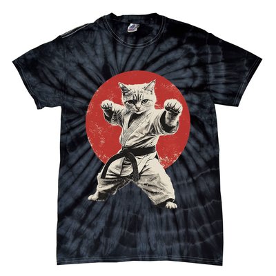 Cat Karate Judo Japan Japanese Flag Funny Tie-Dye T-Shirt