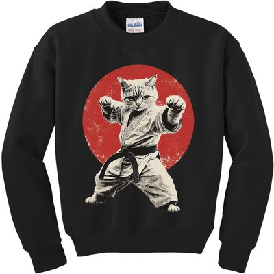 Cat Karate Judo Japan Japanese Flag Funny Kids Sweatshirt