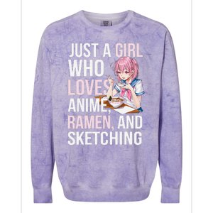 Cute Kawaii Just A Girl Who Loves Anime Ramen And Sketching Colorblast Crewneck Sweatshirt