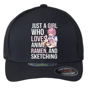 Cute Kawaii Just A Girl Who Loves Anime Ramen And Sketching Flexfit Unipanel Trucker Cap