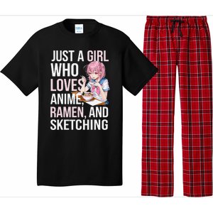 Cute Kawaii Just A Girl Who Loves Anime Ramen And Sketching Pajama Set