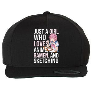 Cute Kawaii Just A Girl Who Loves Anime Ramen And Sketching Wool Snapback Cap