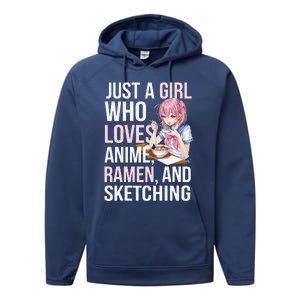 Cute Kawaii Just A Girl Who Loves Anime Ramen And Sketching Performance Fleece Hoodie