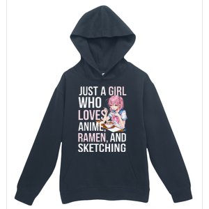 Cute Kawaii Just A Girl Who Loves Anime Ramen And Sketching Urban Pullover Hoodie