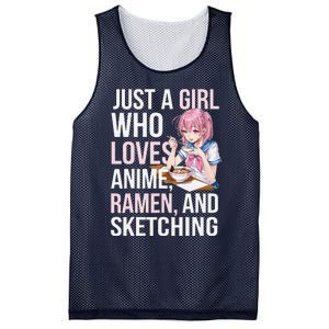 Cute Kawaii Just A Girl Who Loves Anime Ramen And Sketching Mesh Reversible Basketball Jersey Tank