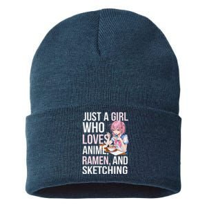 Cute Kawaii Just A Girl Who Loves Anime Ramen And Sketching Sustainable Knit Beanie