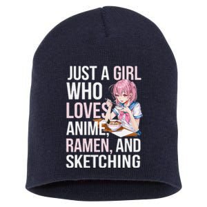 Cute Kawaii Just A Girl Who Loves Anime Ramen And Sketching Short Acrylic Beanie