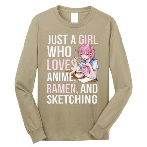 Cute Kawaii Just A Girl Who Loves Anime Ramen And Sketching Long Sleeve Shirt