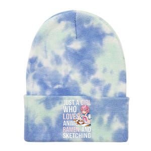 Cute Kawaii Just A Girl Who Loves Anime Ramen And Sketching Tie Dye 12in Knit Beanie