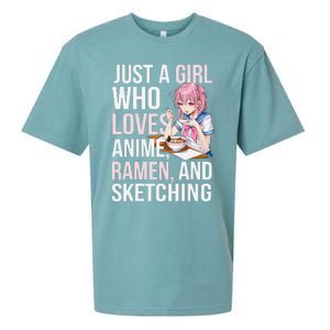 Cute Kawaii Just A Girl Who Loves Anime Ramen And Sketching Sueded Cloud Jersey T-Shirt