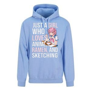 Cute Kawaii Just A Girl Who Loves Anime Ramen And Sketching Unisex Surf Hoodie