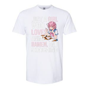 Cute Kawaii Just A Girl Who Loves Anime Ramen And Sketching Softstyle CVC T-Shirt