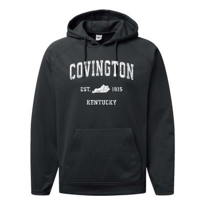 Covington Kentucky Ky Vintage Athletic Sports Performance Fleece Hoodie