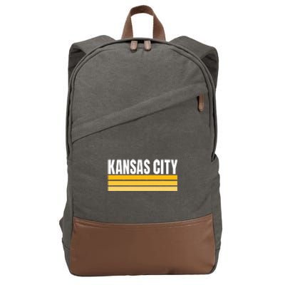 Cool Kc Kansas City Yellowwhite Striped Classic Kansas City Cotton Canvas Backpack