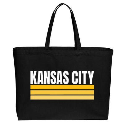 Cool Kc Kansas City Yellowwhite Striped Classic Kansas City Cotton Canvas Jumbo Tote