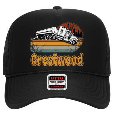 Crestwood Kentucky KY Tourism Semi Stuck on Railroad Tracks High Crown Mesh Back Trucker Hat