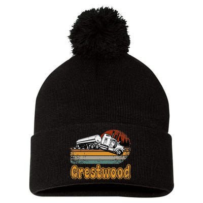 Crestwood Kentucky KY Tourism Semi Stuck on Railroad Tracks Pom Pom 12in Knit Beanie