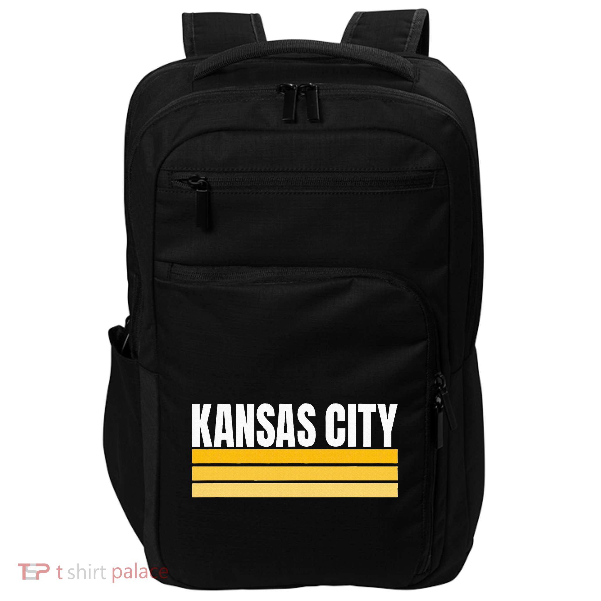 Cool Kc Kansas City Yellowwhite Striped Classic Kansas City Impact Tech Backpack