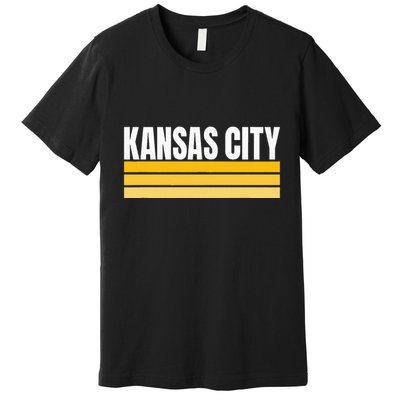 Cool Kc Kansas City Yellowwhite Striped Classic Kansas City Premium T-Shirt
