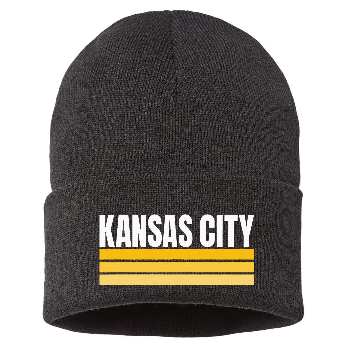 Cool Kc Kansas City Yellowwhite Striped Classic Kansas City Sustainable Knit Beanie