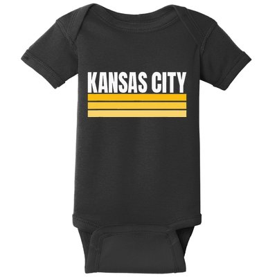 Cool Kc Kansas City Yellowwhite Striped Classic Kansas City Baby Bodysuit