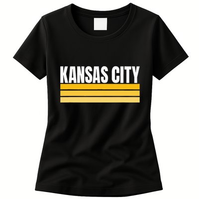 Cool Kc Kansas City Yellowwhite Striped Classic Kansas City Womens T-Shirt