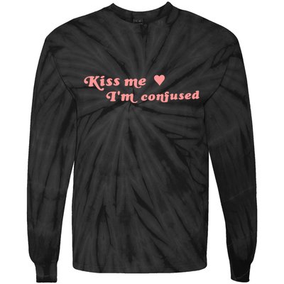 Cherry Kitten Kiss Me IM Confused Heart Tie-Dye Long Sleeve Shirt