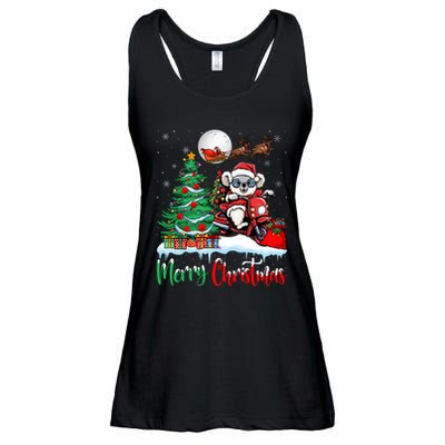 Christmas Koala Koala Riding Motorcycle Xmas Santa Hat Merry Ladies Essential Flowy Tank