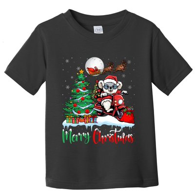 Christmas Koala Koala Riding Motorcycle Xmas Santa Hat Merry Toddler T-Shirt