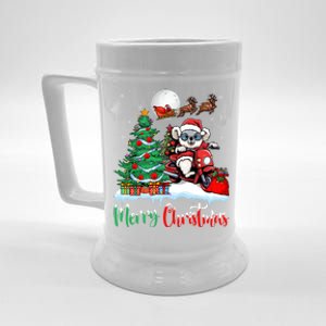 Christmas Koala Koala Riding Motorcycle Xmas Santa Hat Merry Beer Stein